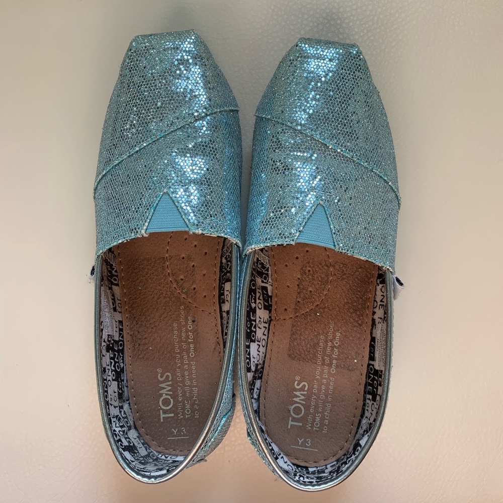 Blue Sparkly Toms Slip-ons